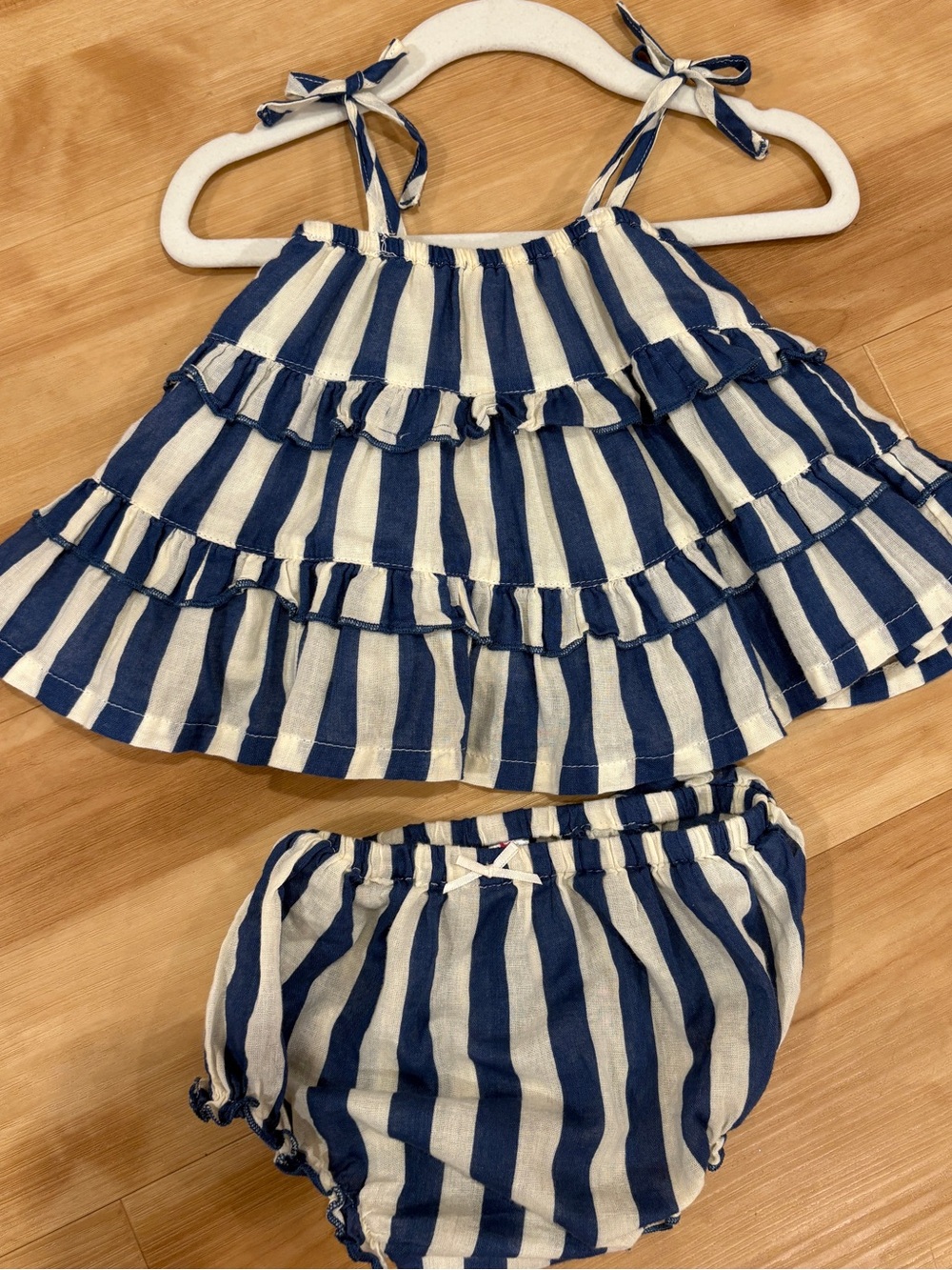 Pink Chicken Blue & White Striped Set